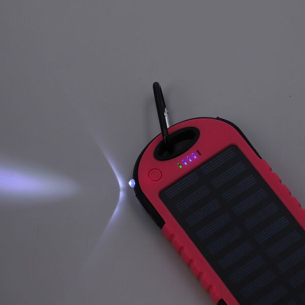 HOMESMART - Solarpowerbank mit 5000 mAh, tragbar, 15x7.5cm, 145g, Rot image number 8