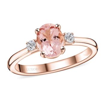 LUXORO zertifiziert und gepr&uuml;ft AAA Rosa Morganit und Diamant Ring in 417 Ros&eacute;gold - 1,35 ct.