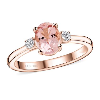 AAA Rosa Morganit, Wei&szlig;er Diamant Ring, AGI zertifiziert und gepr&uuml;ft, 417 Ros&eacute;gold (Gr&ouml;&szlig;e 20.00) ca. 1.35 ct