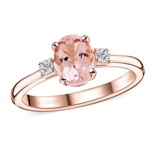 LUXORO zertifiziert und gepr&uuml;ft AAA Rosa Morganit und Diamant Ring in 417 Ros&eacute;gold - 1,35 ct.