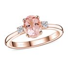 AAA Rosa Morganit, Weißer Diamant Ring, AGI zertifiziert und geprüft, 417 Roségold (Größe 20.00) ca. 1.35 ct