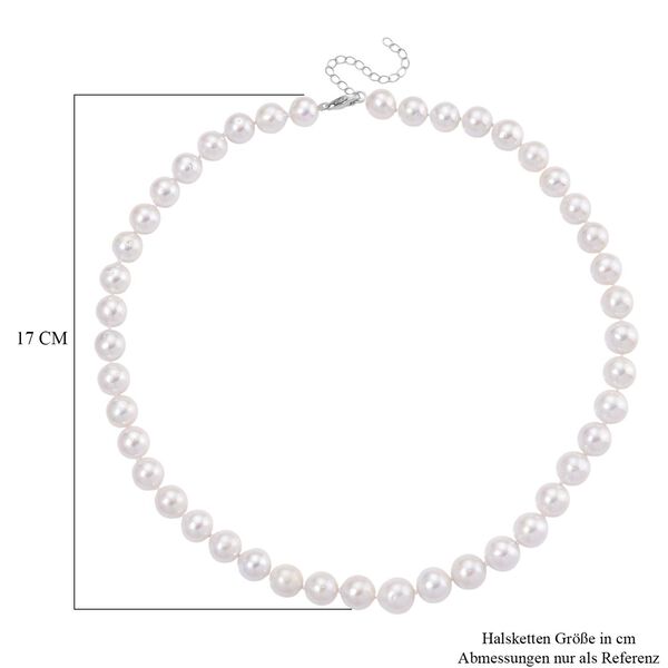 Weiße Edison Perle Halskette, (ca. 9-11mm), ca. 45cm + 5cm extender, 925 Silber rhodiniert image number 6