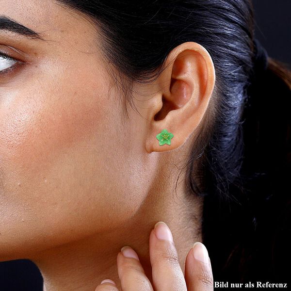 Grüne Jade, Natürlicher Chromdiopsid Ohrringe 925 Silber rhodiniert ca. 5.65 ct image number 3