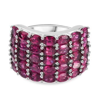 Rhodolith Granat Ringe 925 Silber platiniert (Gr&ouml;&szlig;e 17.00) ca. 8,09 ct