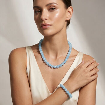 Blaue Eis Quarz Halskette 45cm und Armband 19cm