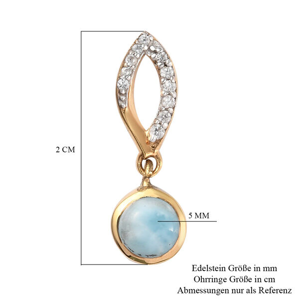 Larimar und Zirkon Ohrh&auml;nger 925 Silber vergoldet ca. 1,17 ct&nbsp; image number 6