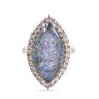 Boulder Opal Marquise Schnitt und Zirkon Ring 925 Silber Rhodium-Überzug image number 4
