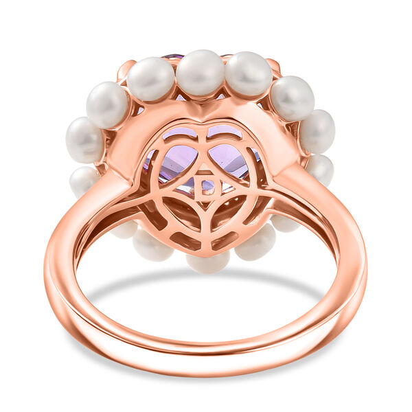 D'Joy AAA Rose De France Amethyst und S&uuml;&szlig;wasser Perle Ring image number 5