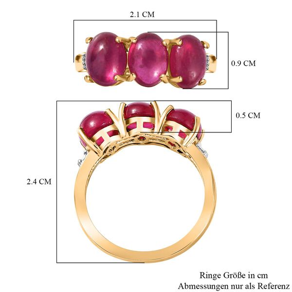 AA Afrikanischer Rubin (Fissure gef&uuml;llt), Wei&szlig;er Diamant Ring, 925 Silber 750 Gelbgold Vermeil (Gr&ouml;&szlig;e 18.00) ca. 6.07 ct image number 7