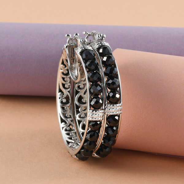 Schwarze Spinell-Creolen - 24,40 ct. image number 2