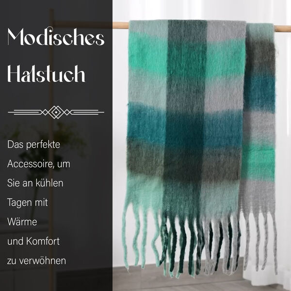 Weicher Karo-Schal, Gr&uuml;n image number 3