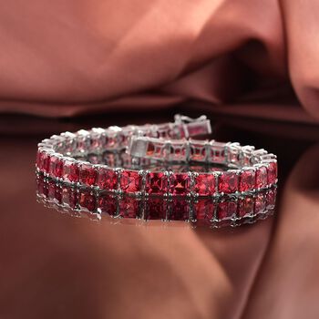 Dawn's Embrace - D joy Lab Created Padparadscha-Saphir Armband ca. 19 cm 925 Silber rhodiniert ca. 42,80 ct.