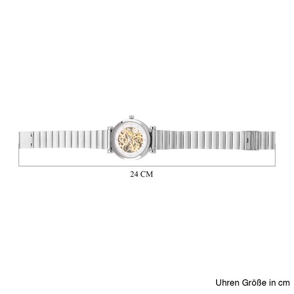 GENOA TIME V2 Automatik-Mechanische Uhr, wei&szlig;es Zifferblatt mit Sonnenschein-Design, 3ATM Wasserdicht, 8,5 cm, Silberfarben image number 7