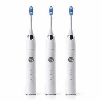 BEAUTECH 3er-Set Elektronische Schallzahnb&uuml;rste mit 2 B&uuml;rstenk&ouml;pfen, Wasserdicht IPX7, USB-Kabel, 5 Modi