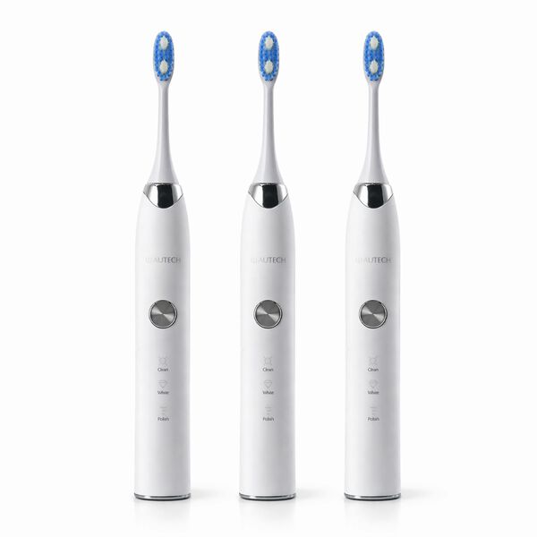 BEAUTECH 3er-Set Elektronische Schallzahnb&uuml;rste mit 2 B&uuml;rstenk&ouml;pfen, Wasserdicht IPX7, USB-Kabel, 5 Modi