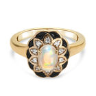 Natürlicher Äthiopischer Opal und Zirkon Ring 925 Silber vergoldet  ca. 0,67 ct image number 0
