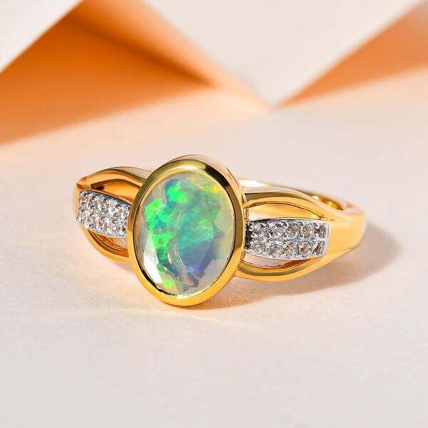 Nat&uuml;rlicher, &auml;thiopischer Welo Opal und Zirkon-Ring - 1,27 ct. image number 2