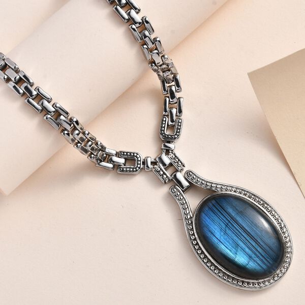 AAA Labradorit Halskette ca. 45 cm Edelstahl ca. 35.18 ct image number 2