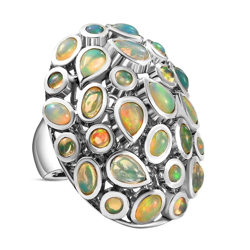 Natürlicher, äthiopischer Welo Opal-Ring, 925 Silber platiniert  3,88 Carat ca. 3,96 ct image number 0