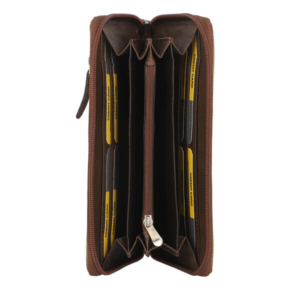 Sukriti - handbemalte Brieftasche aus echtem Leder mit RFID Schutz, Vogel und Blattmuster image number 5