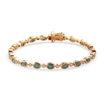 Grandidierit und Zirkon Armband 19 cm 925 Silber Gelbgold Vermeil ca. 4.81 ct