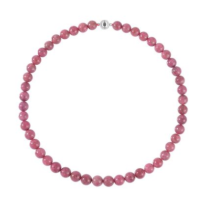 Rhodonit Halskette ca. 50 cm 925 Silber rhodiniert ca. 522,15 ct.