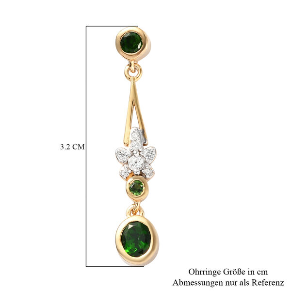 Nat&uuml;rlicher Chromdiopsid Ohrh&auml;nger 925 Silber vergoldet ca. 1,98 ct&nbsp; image number 5