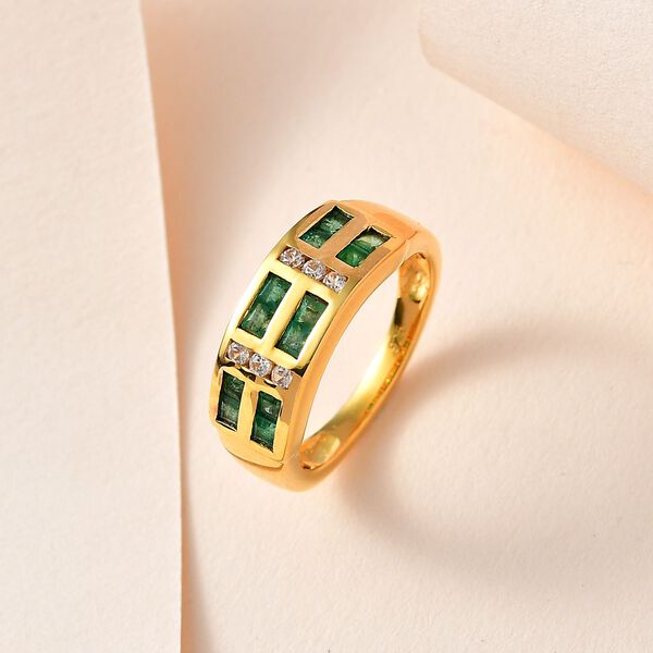 Kagem sambischer Smaragd und Zirkon-Ring - 0,84 ct. image number 2