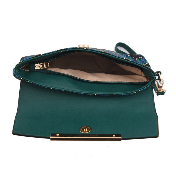 2er-Set, Clutch - 9x15,24 cm und Schultertasche - 30x13,9x24,89 cm, Blaugr&uuml;n image number 9