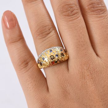 D'Joy nat&uuml;rlicher goldener Tansanit, Tansanit und Moissanit Ring - 0,98 ct.