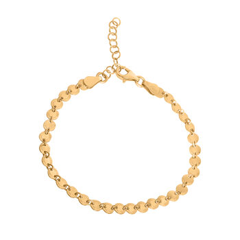 Italienisches diamantiertes Disco-Armband, 925 Silber vergoldet, ca. 18 cm + 2.5 cm Extender, ca. 2,60g