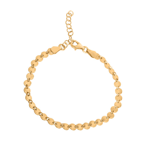 Italienisches diamantiertes Disco-Armband, 925 Silber vergoldet, ca. 18 cm + 2.5 cm Extender, ca. 2,60g