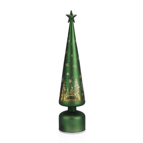 LED-Deko-Tannenbaum mit drehendem Licht, Glas, 9x41 cm, Gr&uuml;n image number 3