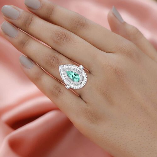 Chairman's Vault Collection - zertifiziert und geprüft RHAPSODY AAAA Paraiba Turmalin und VS-EF Diamant Ring in 950 Platin - 3,20 ct. image number 1
