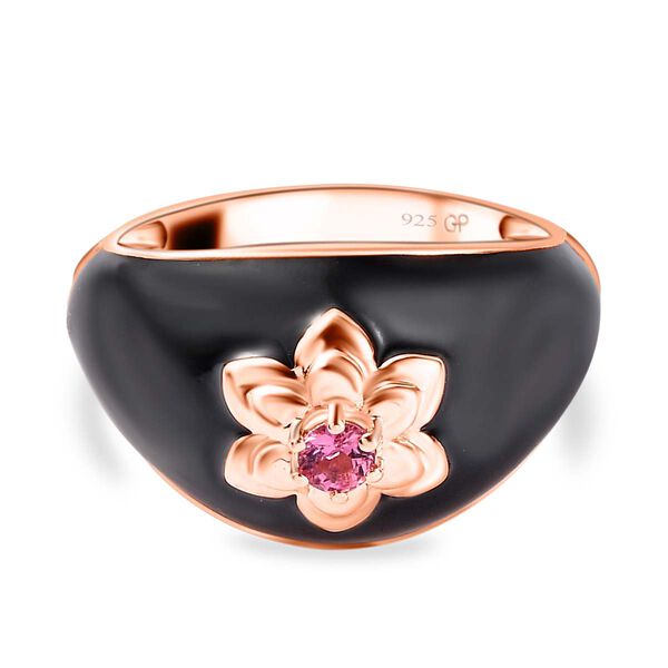GP Italienische Garten Kollektion - Rosa Turmalin, Kanchanaburi Blauer Saphir Ring 925 Silber Roségold Vermeil (Größe 21.00) ca. 0.15 ct image number 0