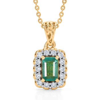 D'Joy AAA Kagem Sambischer Smaragd, Moissanit Schmuckset ca. 50 cm 925 Silber 750 Gelbgold vermeil ca. 0.76 ct