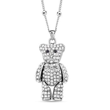 Schwarzer Kristall, wei&szlig;er Kristall B&auml;r Anh&auml;nger mit Halskette