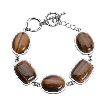 Gelbes Tigerauge-Armband, ca. 19 cm, Edelstahl ca. 80.00 ct