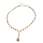 Rosa Jaspis Halskette, ca. 45+5 cm, silberfarben ca. 77,00 ct