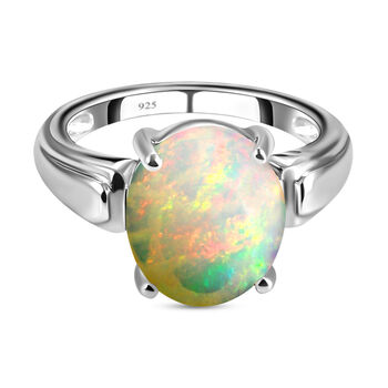 Nat&uuml;rlicher, &auml;thiopischer Opal-Ring, 925 Silber platiniert  ca. 2,88 ct
