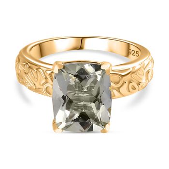 AA Prasiolite Ring 925 Silber 750 Gelbgold Vermeil (Gr&ouml;&szlig;e 17.00) ca. 3,85 ct