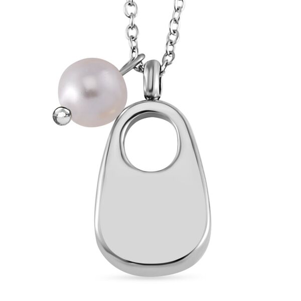 Blaue Kristall und wei&szlig;e Muschelkernperle-Halskette, 50 cm image number 4