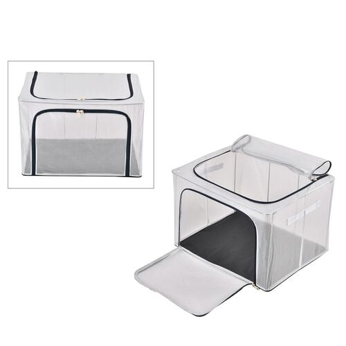 66L Stapelbare Aufbewahrungsbox mit Metallrahmen, blauer Reißverschluss image number 0