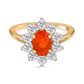 Purpurroter Feueropal und Zirkon-Ring - 1,47 ct.