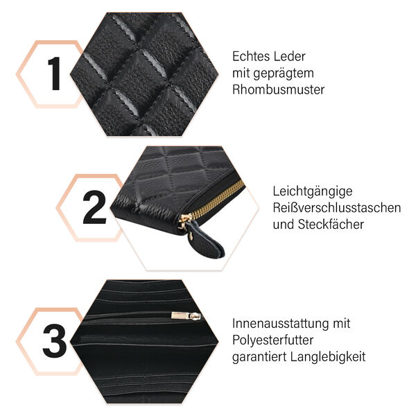 Echtleder Brieftasche, schwarz image number 5