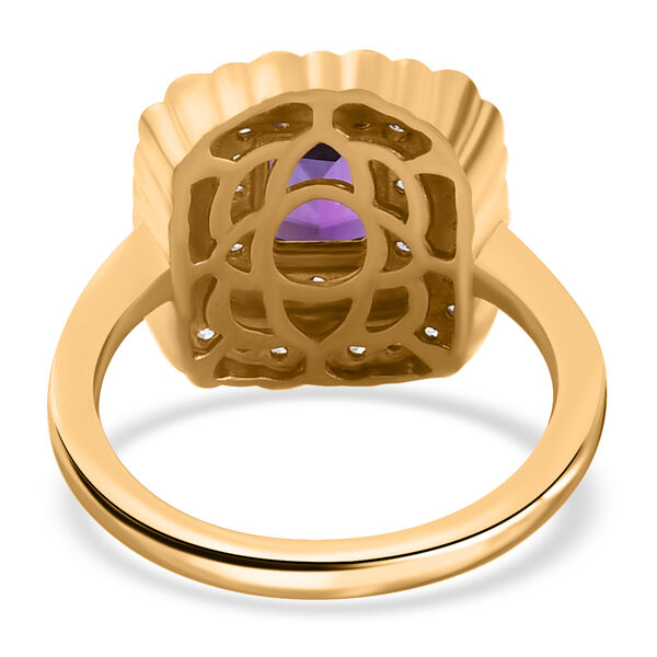 Afrikanischer Amethyst und Zirkon Ring 925 Silber 585 Vergoldet image number 7