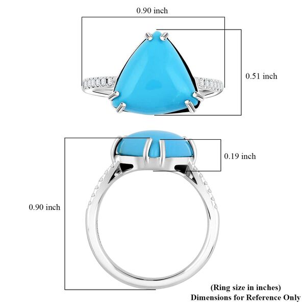 LUXORO zertifiziert und gepr&uuml;ft AAA Sleeping Beauty T&uuml;rkis und Diamant Ring in 417 Wei&szlig;gold - 4 ct. image number 5