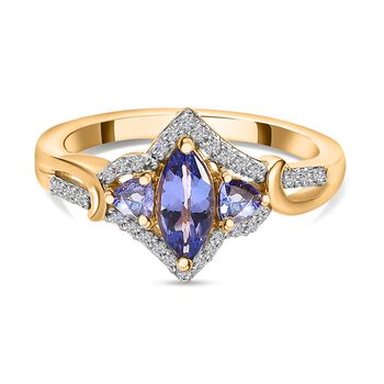 Tansanit und Zirkon Ring - 0,99 ct.