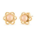 Pfirsich-Süßwasser Perle Ohrringe Nickelfreies Messing, Goldfarben