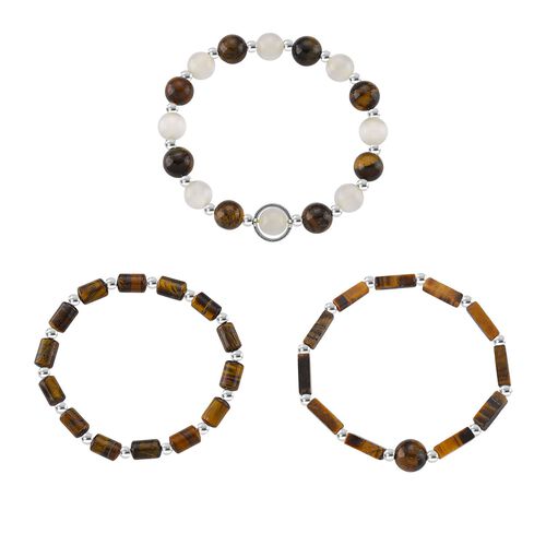 Gelbes Tigerauge, Erstellt weißes Katzenaugen Schmuckset ca. 175,00 ct. image number 0